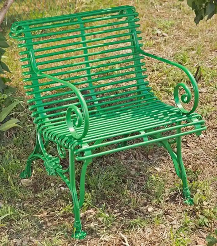 Expressversand Casa Padrino Jugendstil Gartenstuhl Grün 65 x 60 cm - Handgefertigter Schmiedeeisen Stuhl mit Armlehnen - Nostalgische Garten Möbel