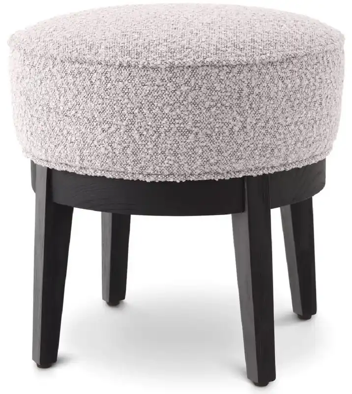 Knallerangebot Casa Padrino Luxus Hocker Grau / Schwarz Ø 45,5 x H. 47 cm - Runder Wohnzimmer Sitzhocker - Moderner Rundhocker - Luxus Möbel