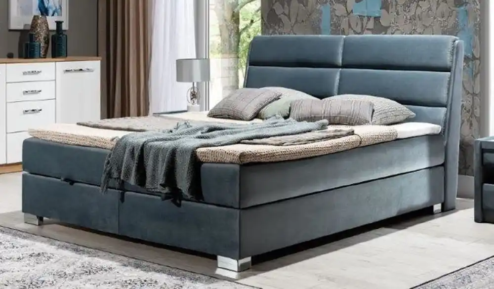 Finale Aktion Casa Padrino Luxus Doppelbett Grau / Silber - Modernes Massivholz Bett mit Kopfteil und Matratze - Moderne Schlafzimmer Möbel - Luxus Kollektion