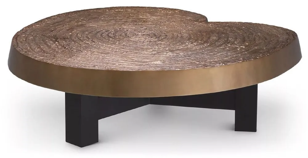 Casa Padrino Luxus Couchtisch Antik Gold / Schwarz 105 x 110 x H. 35 cm - Moderner Wohnzimmertisch mit Aluminium Tischplatte - Wohnzimmer Möbel - Luxus Möbel Jetzt Bestellen