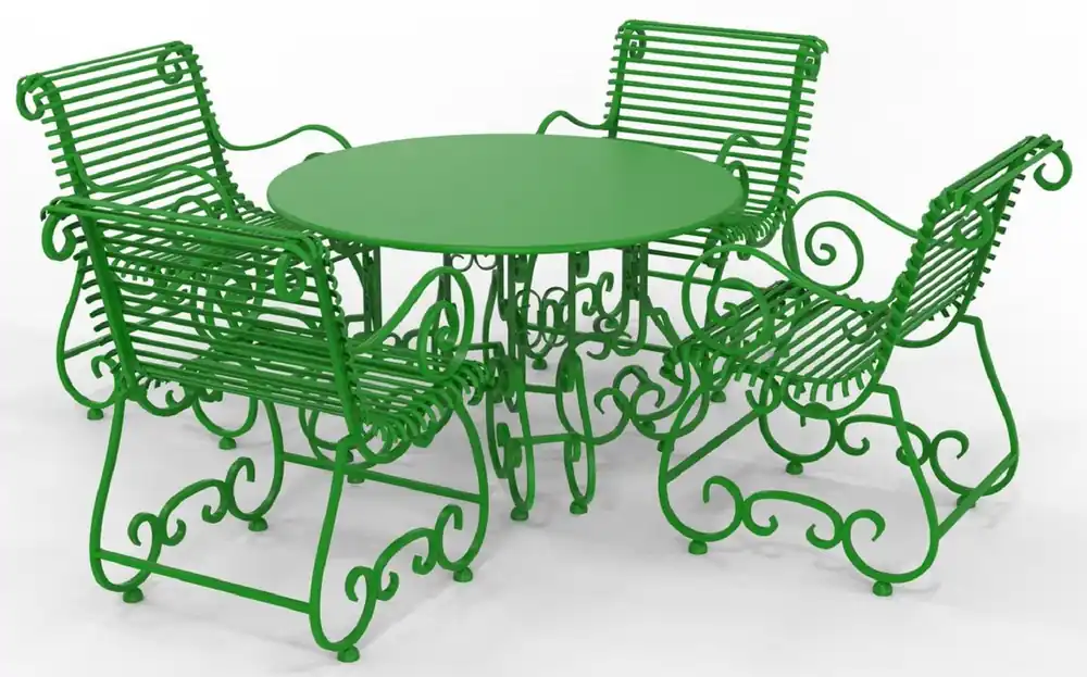 Begrenztes Angebot Casa Padrino Jugendstil Schmiedeeisen Gartenmöbel Set - Verschiedene Farben - 1 Runder Gartentisch & 4 Gartenstühle mit Armlehnen - Jugendstil Schmiedeeisen Garten & Terrassen Möbel