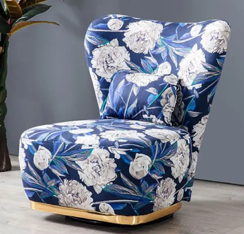 Neu Casa Padrino Luxus Sessel Blau / Mehrfarbig / Gold - Moderner Wohnzimmer Sessel mit Blumenmuster - Moderne Wohnzimmer Möbel - Luxus Kollektion