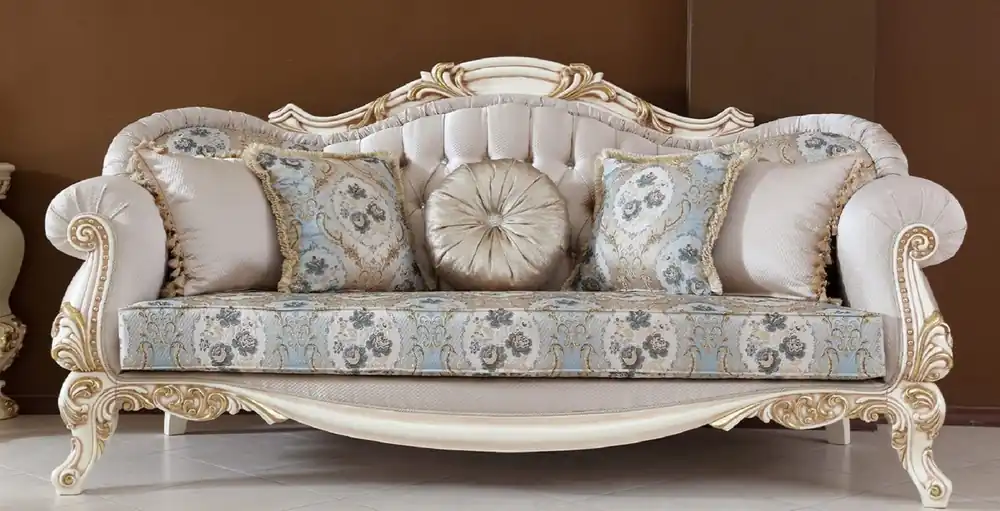 Beliebt Casa Padrino Luxus Barock Sofa Hellgrau / Mehrfarbig / Beige / Gold - Handgefertigtes Barockstil Wohnzimmer Sofa mit elegantem Muster und Glitzersteinen - Prunkvolle Barock Wohnzimmer Möbel