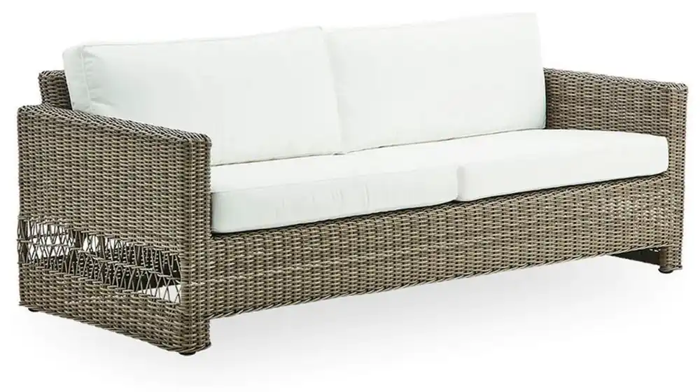 Casa Padrino Luxus Gartensofa mit Kissen Antik Grau / Weiß 200 x 86 x H. 71 cm - Wetterbeständiges Garten & Terrassen Sofa - Garten & Terrassen Möbel - Luxus Qualität Mega-Angebot