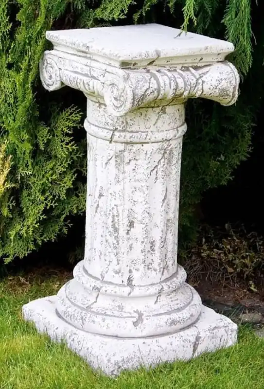Casa Padrino Barock Säule Antik Weiß 36 x 36 x H. 70 cm - Prunkvolle Gartensäule im Barockstil - Gartendeko Stein Säule - Barock Garten & Terrassen Deko Accessoires Preisreduziert
