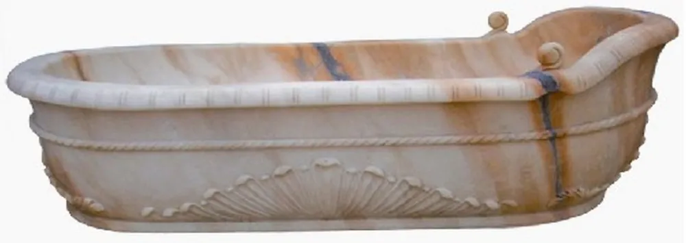 Casa Padrino Luxus Barock Badewanne Sonnenuntergang Rot 180 cm - Freistehende Marmor Badewanne - Barock Bad Accessoires - Edel & Prunkvoll Kracherpreis