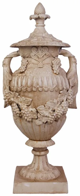 Casa Padrino Barock Vase Antik Beige 38 x 32 x H. 91 cm - Prunkvolle Gusseisen Blumenvase - Barock Garten & Terrassen Deko Vase mit Deckel - Barock Garten & Terrassen Deko Accessoires Sonderangebot