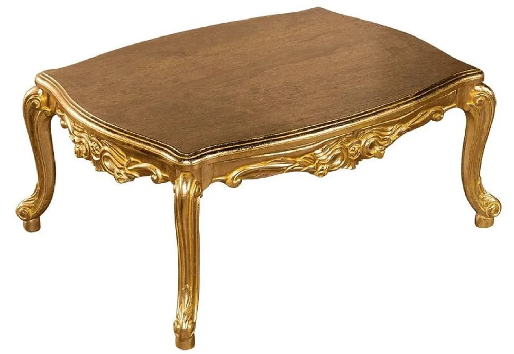 Nur Für Kurze Zeit Casa Padrino Luxus Barock Couchtisch Gold - Handgefertigter Massivholz Wohnzimmertisch - Prunkvolle Massivholz Wohnzimmer Möbel im Barockstil