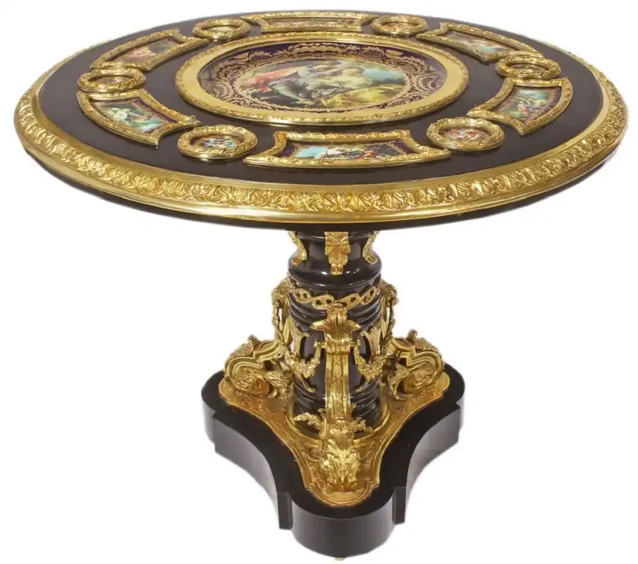 Casa Padrino Barock Esstisch Schwarz / Mehrfarbig / Gold - Prunkvoller Massivholz Esszimmertisch im Barockstil - Barock Esszimmer Möbel - Edel & Prunkvoll Rabatt