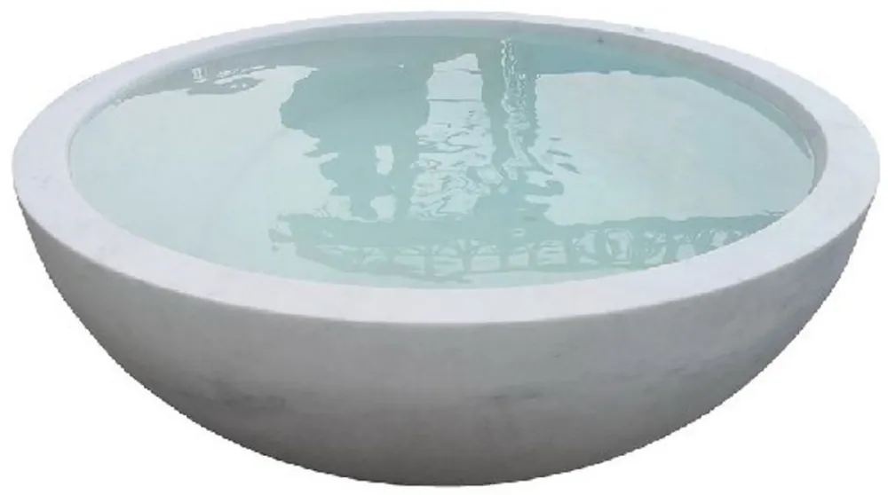 Casa Padrino Luxus Badewanne Weiß Ø 150 x H. 60 cm - Runde Freistehende Marmor Badewanne - Luxus Marmor Badezimmer Accessoires Knallerangebot