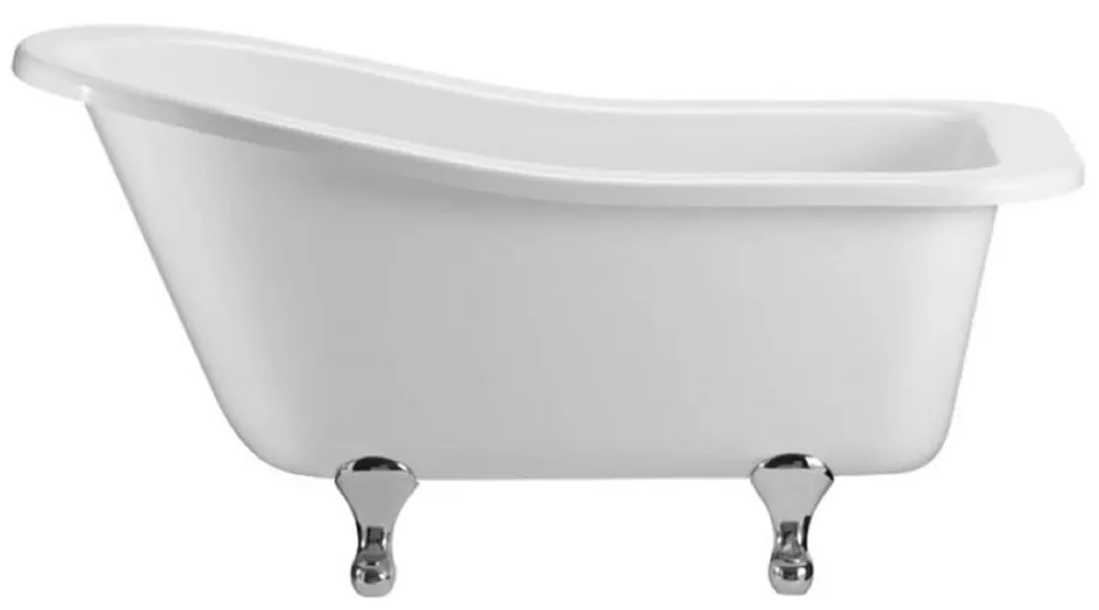 Casa Padrino Luxus Jugendstil Badewanne Weiß / Silber 150 x 75 x H. 78 cm - Freistehende Retro Acryl Badewanne - Retro Badezimmer Möbel Top-Seller