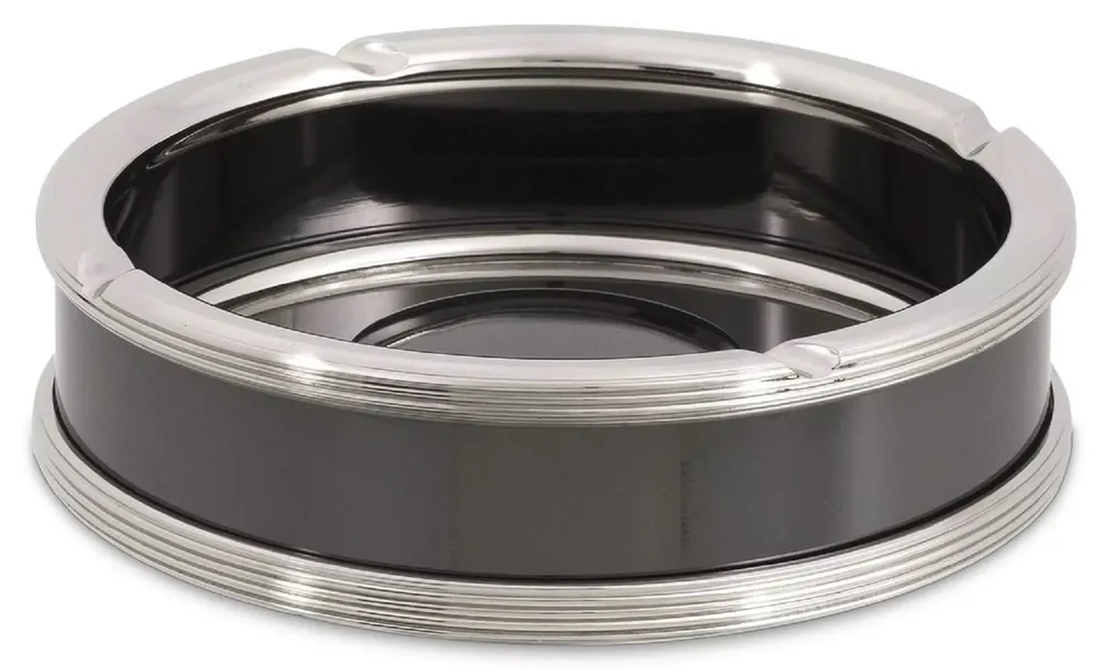 Top-Angebot Casa Padrino Luxus Aschenbecher Silber / Schwarz Ø 18 x H. 5 cm - Runder Messing Aschenbecher - Deko Accessoires - Luxus Qualität