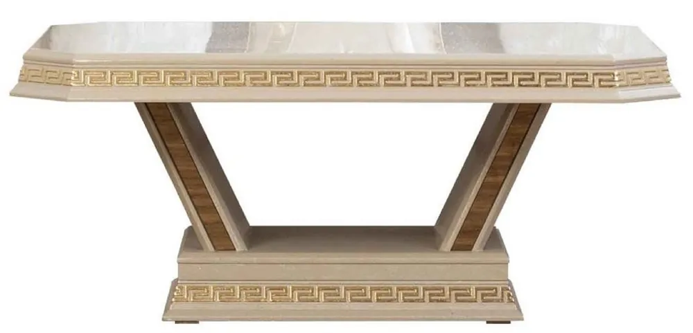 Schneller Versand Casa Padrino Luxus Art Deco Couchtisch Cremefarben / Gold - Handgefertigter Massivholz Wohnzimmertisch - Art Deco Wohnzimmer Möbel