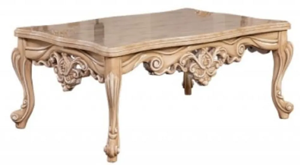 Garantierte Lieferung Casa Padrino Luxus Barock Couchtisch Naturfarben - Prunkvoller Massivholz Wohnzimmertisch im Barockstil - Barock Wohnzimmer Möbel - Edel & Prunkvoll