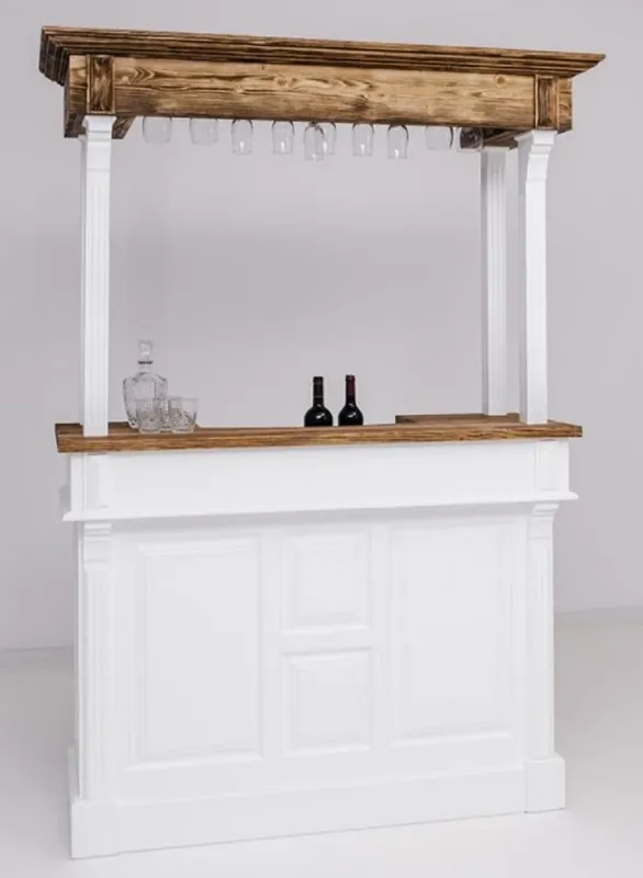 Casa Padrino Landhausstil Bar Theke Weiß / Braun 150 x 56 x H. 210 cm - Massivholz Thekentisch - Massivholz Bar Möbel im Landhausstil Jetzt Bestellen