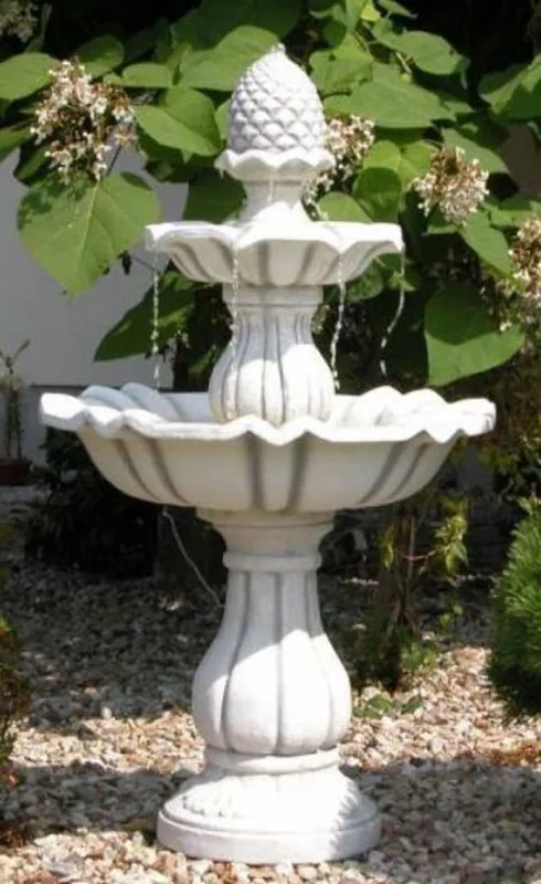 Schneller Versand Casa Padrino Barock Springbrunnen Grau Ø 79 x H. 141 cm - Prunkvoller Gartenbrunnen - Gartendeko Brunnen - Barock & Jugendstil Garten Deko Accessoires