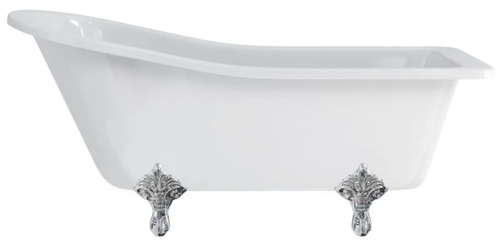 Casa Padrino Luxus Jugendstil Badewanne Weiß / Silber 169 x 73 x H. 77 cm - Freistehende Retro Acryl Badewanne - Retro Badezimmer Möbel Versand Am Gleichen Tag