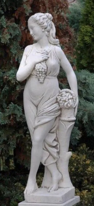 Preisknaller Casa Padrino Jugendstil Garten Deko Skulptur Frau Grau 44 x 30 x H. 140 cm - Elegante Garten Deko Stein Figur - Barock & Jugendstil Garten Deko Accessoires