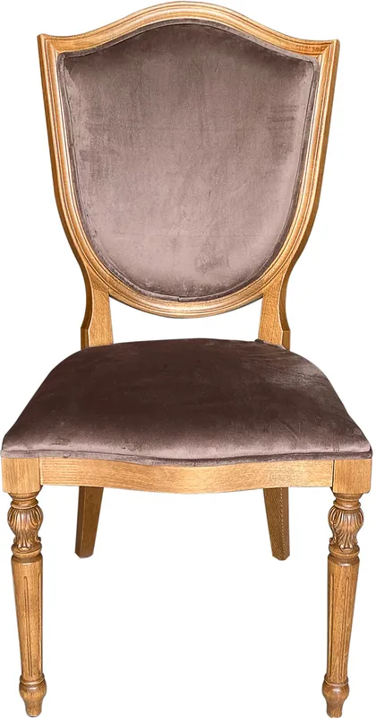 Casa Padrino Luxus Art Deco Esszimmer Stuhl Braun / Naturfarben - Eleganter Massivholz Stuhl mit edlem Samtstoff - Art Deco Esszimmer Möbel Barock Neuheit