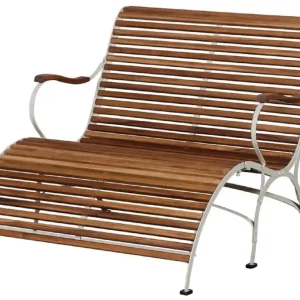 Casa Padrino Luxus Jugendstil Gartenbank Braun / Creme 107 x 150 x H. 91 cm - Garten & Terrassen Sitzbank mit Armlehnen und Fußstütze - Jugendstil Garten & Terrassen Möbel Neu