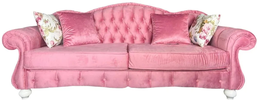 Casa Padrino Luxus Barock Sofa Rosa / Weiß - Prunkvolles Wohnzimmer Sofa - Barock Wohnzimmer Möbel - Edel & Prunkvoll Highlight