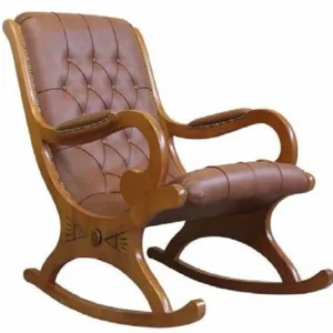 Günstig Casa Padrino Luxus Jugendstil Leder Schaukelsessel Braun - Handgefertigter Echtleder Schaukelstuhl mit Armlehnen - Barock & Jugendstil Leder Wohnzimmer & Büro Möbel - Luxus Qualität - Made in Italy