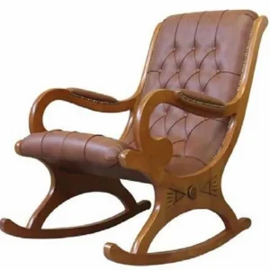 Top-Angebot Casa Padrino Luxus Jugendstil Schaukelsessel Braun - Handgefertigter Kunstleder Schaukelstuhl mit Armlehnen - Barock & Jugendstil Wohnzimmer & Büro Möbel - Luxus Qualität - Made in Italy