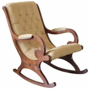 Casa Padrino Luxus Jugendstil Schaukelsessel Beige / Braun - Handgefertigter Samt Schaukelstuhl mit Armlehnen - Barock & Jugendstil Wohnzimmer & Büro Möbel - Luxus Qualität - Made in Italy Meistverkauft