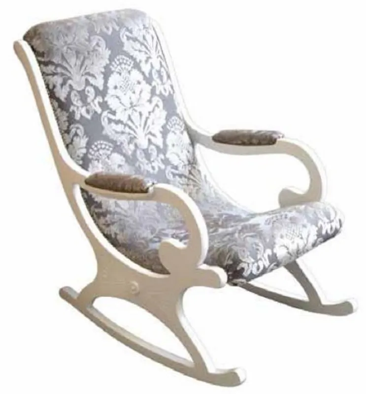 Casa Padrino Luxus Jugendstil Schaukelsessel Silber / Grau / Weiß - Handgefertigter Schaukelstuhl mit Armlehnen - Barock & Jugendstil Wohnzimmer & Büro Möbel - Luxus Qualität - Made in Italy Billig