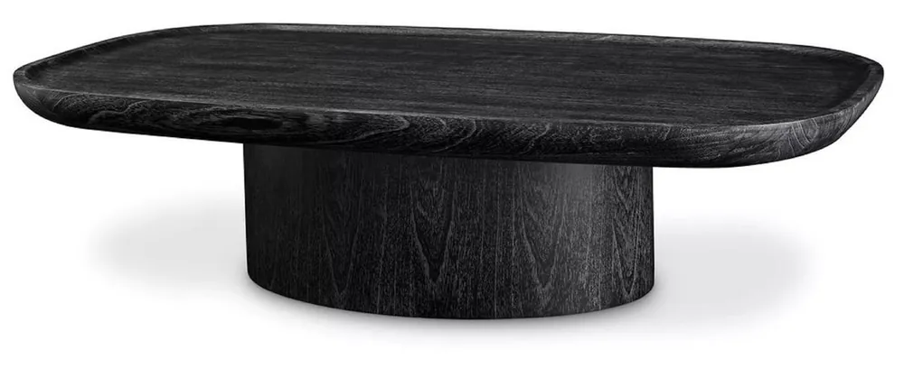 Casa Padrino Luxus Couchtisch Schwarzgrau 140 x 79,5 x H. 35 cm - Massivholz Wohnzimmertisch - Massivholz Wohnzimmer Möbel - Luxus Qualität Finale Aktion