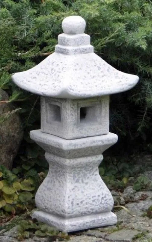 Garantierte Lieferung Casa Padrino Garten Leuchte im Japanischen Stil Pagode Weiß / Grau 17 x 17 x H. 37 cm - Kleine Garten & Terrassen Leuchte - Wetterbeständige Garten Laterne - Garten Terrassen Beleuchtung