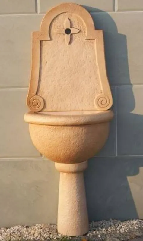 Casa Padrino Jugendstil Wandbrunnen Beige 53 x 36 x H. 140 cm - Eleganter Gartenbrunnen - Gartendeko Stein Brunnen - Barock & Jugendstil Garten Deko Accessoires Neuheit