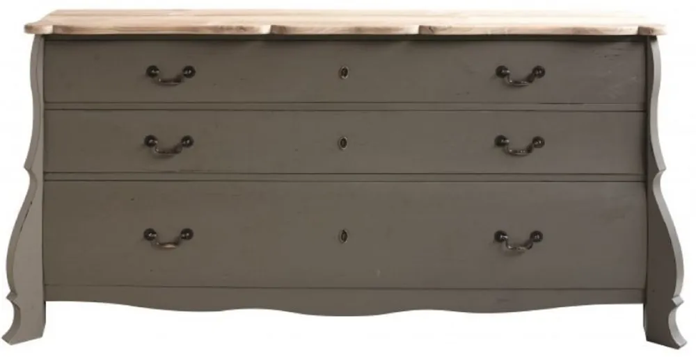 Casa Padrino Luxus Landhausstil Massivholz Kommode mit 3 Schubladen Antik Grau / Naturfarben 187 x 50 x H. 90 cm - Landhausstil Möbel - Luxus Qualität Solange Der Vorrat Reicht