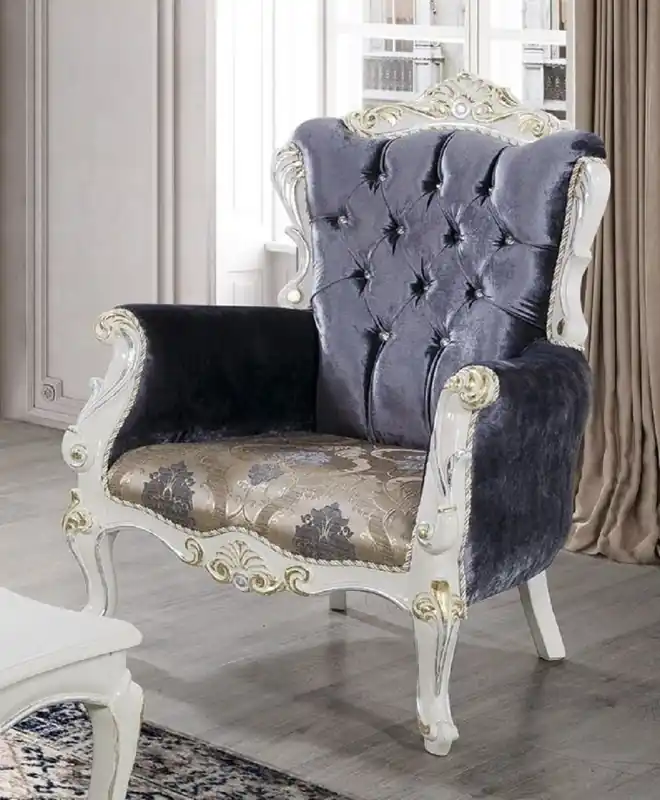 Casa Padrino Luxus Barock Sessel Lila / Mehrfarbig / Weiß / Gold - Prunkvoller Massivholz Wohnzimmer Sessel mit Glitzersteinen und elegantem Muster - Barock Wohnzimmer Möbel Neue Kollektion
