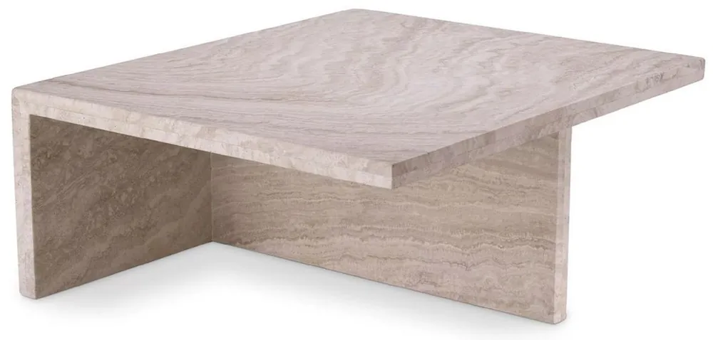 Casa Padrino Luxus Travertin Couchtisch Beige 70 x 60 x H. 28 cm - Naturstein Wohnzimmertisch - Wohnzimmer Möbel - Naturstein Möbel - Travertin Möbel - Luxus Möbel - Luxus Einrichtung Saisonangebot
