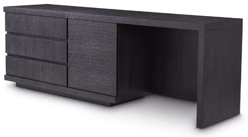 Casa Padrino Luxus Massivholz Schreibtisch Schwarzgrau 220 x 55 x H. 75,5 cm - Bürotisch - Computertisch - Büro Möbel - Luxus Möbel - Luxus Einrichtung - Luxus Qualität Angebot