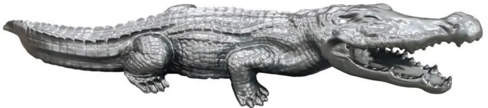 Sonderangebot Casa Padrino Luxus Deko Skulptur Krokodil Silber 108 cm - Wetterbeständige Gartenskulptur - XXL Deko Skulptur - XXL Deko Figur - XXL Tierfigur - Garten Deko - Luxus Deko Accessoires