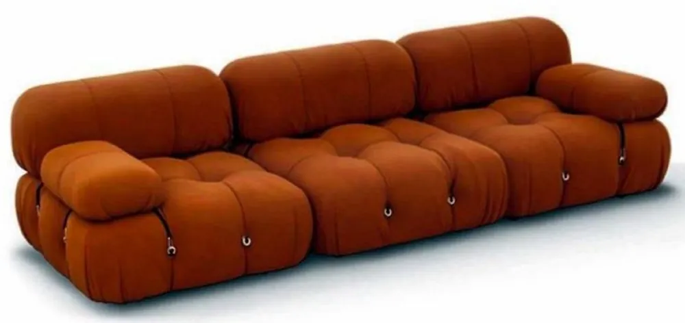 Abverkauf Casa Padrino Luxus Samt 3er Sofa Orange 270 x 90 x H. 68 - Handgefertigtes Wohnzimmer Sofa mit edlem Samtstoff - Handgefertigte Wohnzimmer Möbel - Luxus Möbel - Luxus Einrichtung