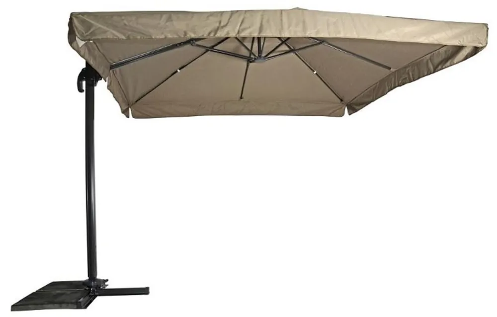 Casa Padrino Luxus Ampelschirm mit Ständer Anthrazit / Taupe 300 x 300 cm - Garten Sonnenschirm - Terrassen Sonnenschirm - Balkon Sonnenschirm - Garten Terrassen Balkon Accessoires Abverkauf