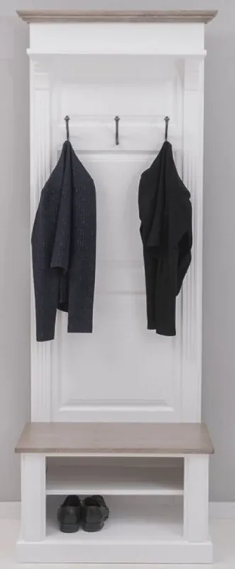 Casa Padrino Landhausstil Massivholz Garderobenschrank Weiß / Graubraun 79 x 41 x H. 210 cm - Wand Garderobe - Flur Schrank - Flurmöbel - Garderobenmöbel - Landhausstil Möbel Meistverkauft