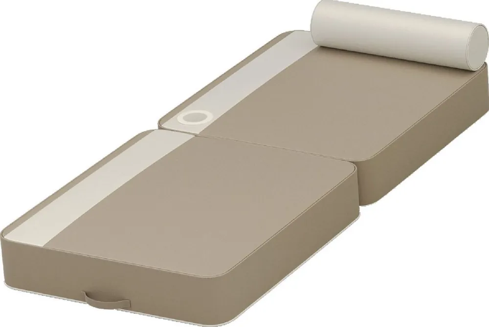 Casa Padrino Luxus Wasserliege Taupe / Weiß 190 x 80 x H. 17 cm - Wasserdichte Kunstleder Wasser Liege mit Kopfstütze und Getränkehalter - Sonnenliege - Hotel Pool Accessoires - Luxus Qualität Aktuell