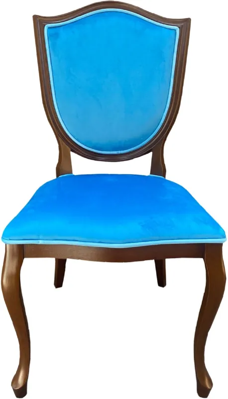 Casa Padrino Luxus Art Deco Esszimmer Stuhl Blau / Braun - Art Deco Massivholz Stuhl - Art Deco Esszimmermöbel - Art Deco Möbel - Art Deco Einrichtung - Luxus Möbel im Art Deco Stil Bestpreis