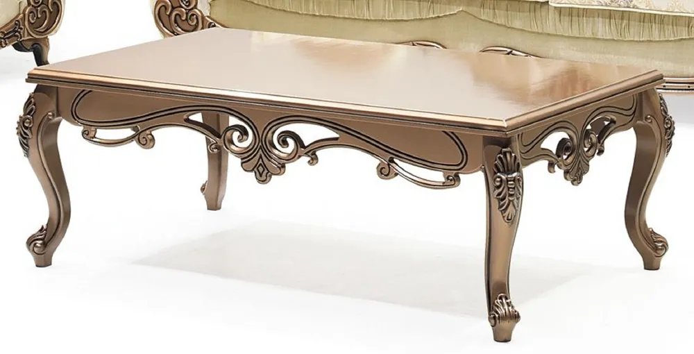 Jetzt Bestellen Casa Padrino Luxus Barock Couchtisch Kupfer - Rechteckiger Massivholz Wohnzimmertisch im Barockstil - Barock Möbel - Luxus Möbel im Barockstil - Barock Einrichtung - Edel & Prunkvoll