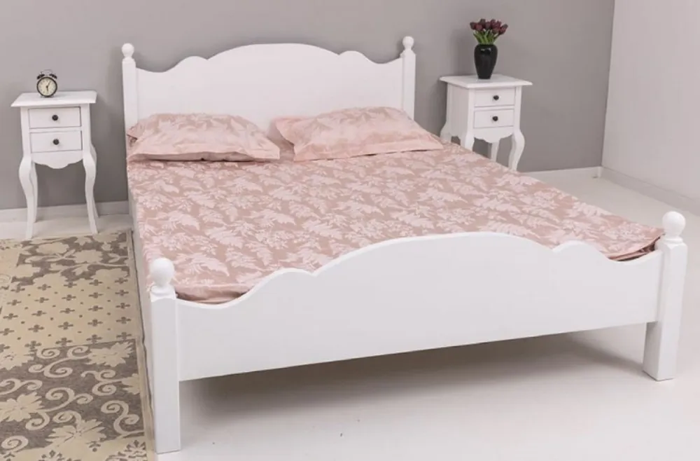 Casa Padrino Landhausstil Massivholz Schlafzimmer Set Weiß - 1 Landhausstil Doppelbett & 2 Landhausstil Nachttische - Massivholz Schlafzimmer Möbel - Schlafzimmer Möbel im Landhausstil Versand Am Gleichen Tag