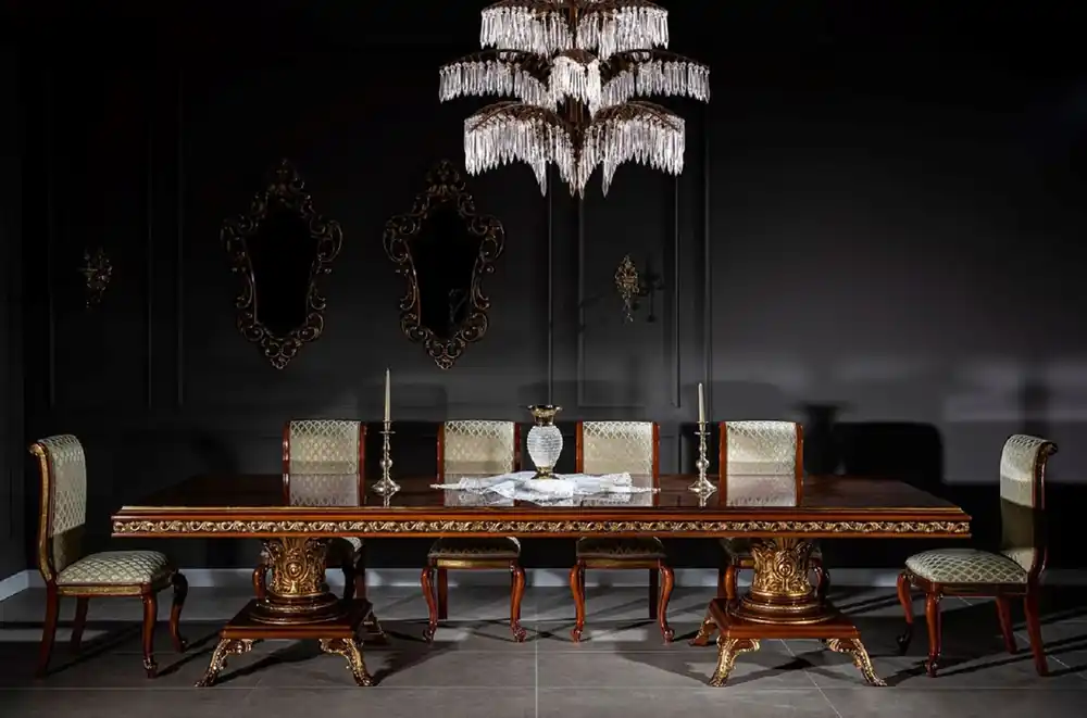 Casa Padrino Luxus Barock Esszimmer Set Braun / Gold - 1 Riesiger Barock Esstisch & 14 Barock Esszimmerstühle - Barock Esszimmer Möbel - Luxus Möbel im Barockstil - Edel & Prunkvoll Letzte Chance