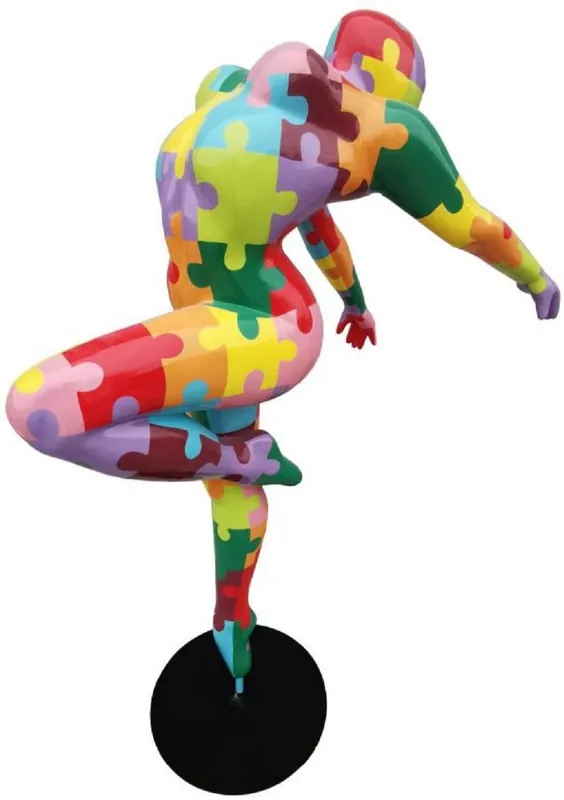 Casa Padrino Luxus Deko Skulptur Ballerina Tänzerin Mehrfarbig / Schwarz 120 x 60 x H. 165 cm - Lebensgroße Deko Figur - XXL Deko Skulptur - XXL Deko Figur - Luxus Wohnzimmer & Garten Deko Preisreduziert
