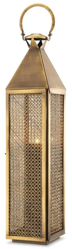 Letzte Chance Casa Padrino Luxus Kerzenleuchter Vintage Messing 23 x 24 x H. 114 cm - Edelstahl Laterne mit Tragegriff - Gastronomie Accessoires - Restaurant Accessoires - Hotel Accessoires - Deko Accessoires