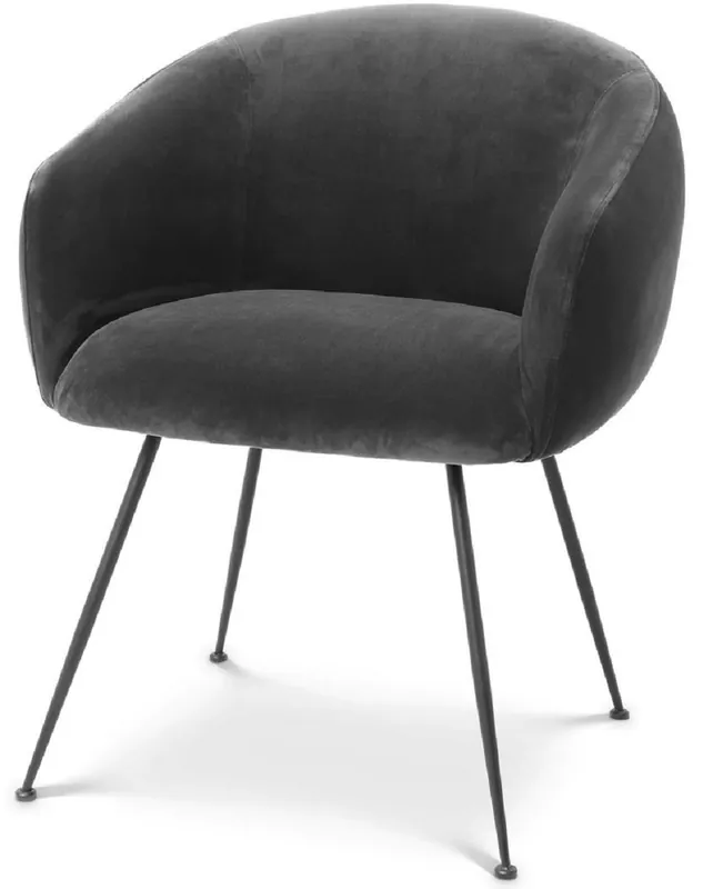 Solange Der Vorrat Reicht Casa Padrino Luxus Esszimmerstuhl mit Armlehnen Grau / Schwarz 61 x 60 x H. 79 cm - Küchenstuhl mit edlem Samtstoff - Esszimmer Möbel - Küchen Möbel - Luxus Möbel - Luxus Einrichtung