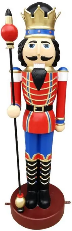 Casa Padrino Luxus Deko Skulptur Nussknacker König Mehrfarbig / Gold H. 200 cm - Weihnachts Deko Figur - XXL Deko Skulptur - XXL Deko Figur - XXL Weihnachts Skulptur - Weihnachts Deko Accessoires Solange Der Vorrat Reicht