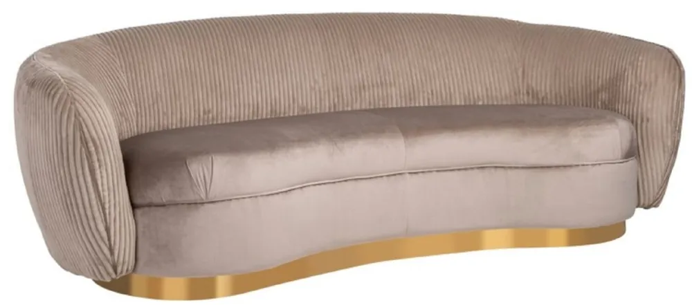Casa Padrino Luxus Sofa Braun / Gold 221 x 98 x H. 72 cm - Gebogenes Wohnzimmer Sofa - Wohnzimmer Möbel - Wohnzimmer Einrichtung - Luxus Möbel - Luxus Einrichtung - Möbel Luxus Jetzt Kaufen